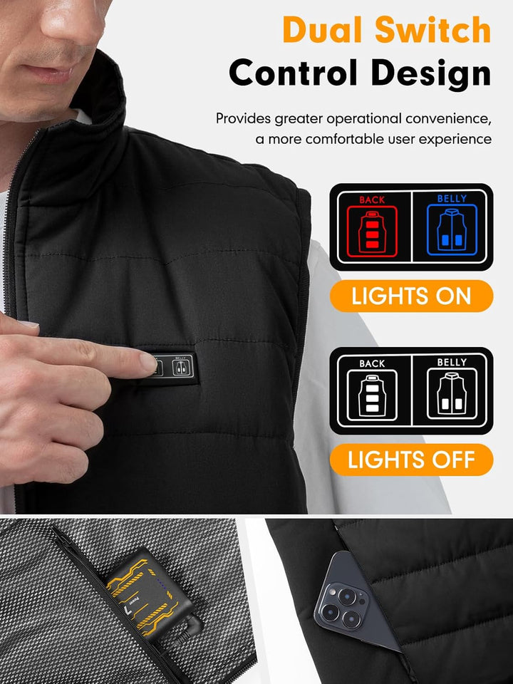 Beheizbare Weste, Heizweste für Damen Herren, Beheizte Jacke, Heizjacke mit Powerbank, 7.4V/5.0V Wär