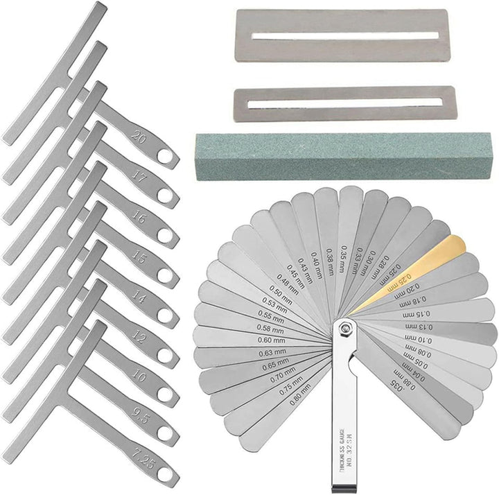 Das Gitarren-Werkzeugset mit Sander Radius Gauge String Action Lineal Griffbrettschutz eignet sich z