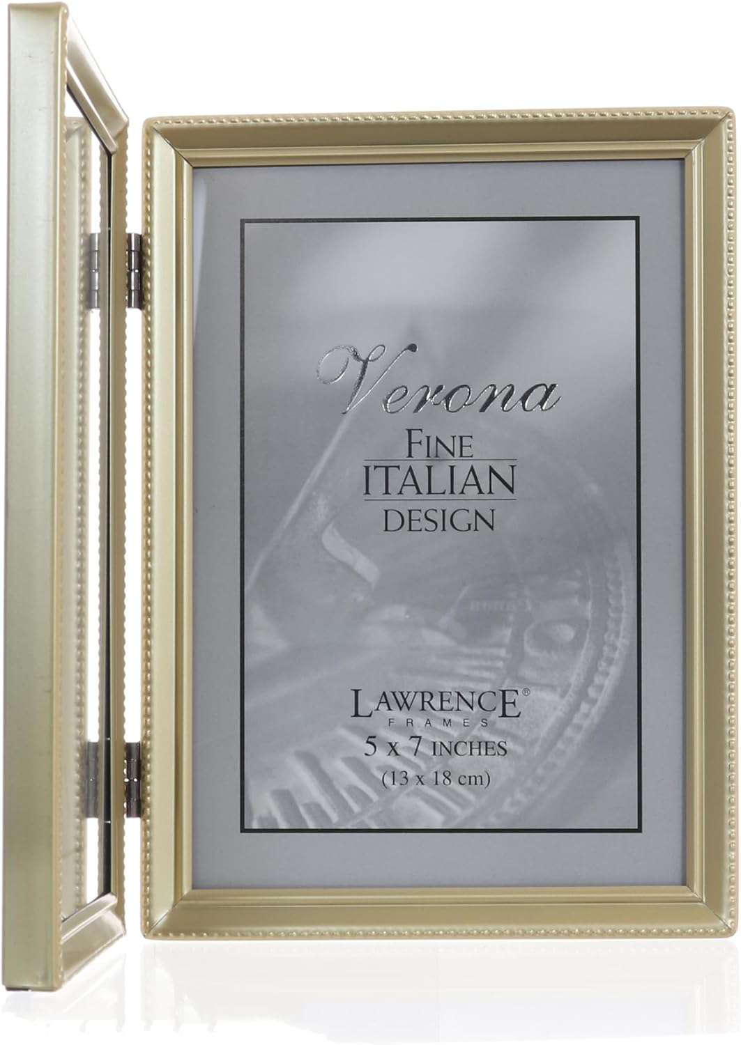 Lawrence Frames 11457D Doppel-Bilderrahmen, antikes Messing, 12,7 x 17,8 cm Goldfarben satiniert 5x7