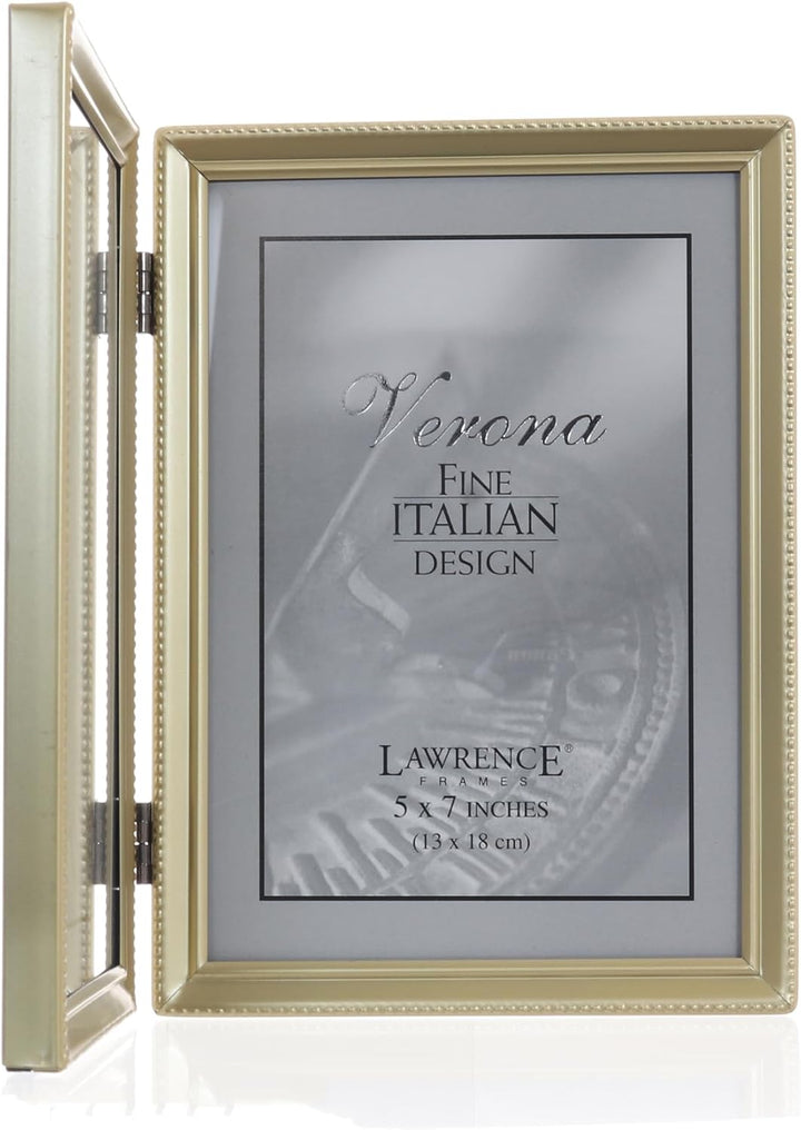 Lawrence Frames 11457D Doppel-Bilderrahmen, antikes Messing, 12,7 x 17,8 cm Goldfarben satiniert 5x7