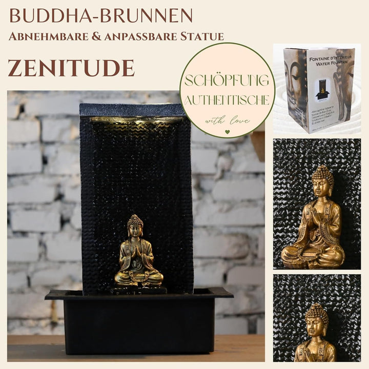 Zen Light Zen'Light Zenalität Wasserwand - Innenbrunnen mit gelbem LED -Spot - grosser Tischbrunnen