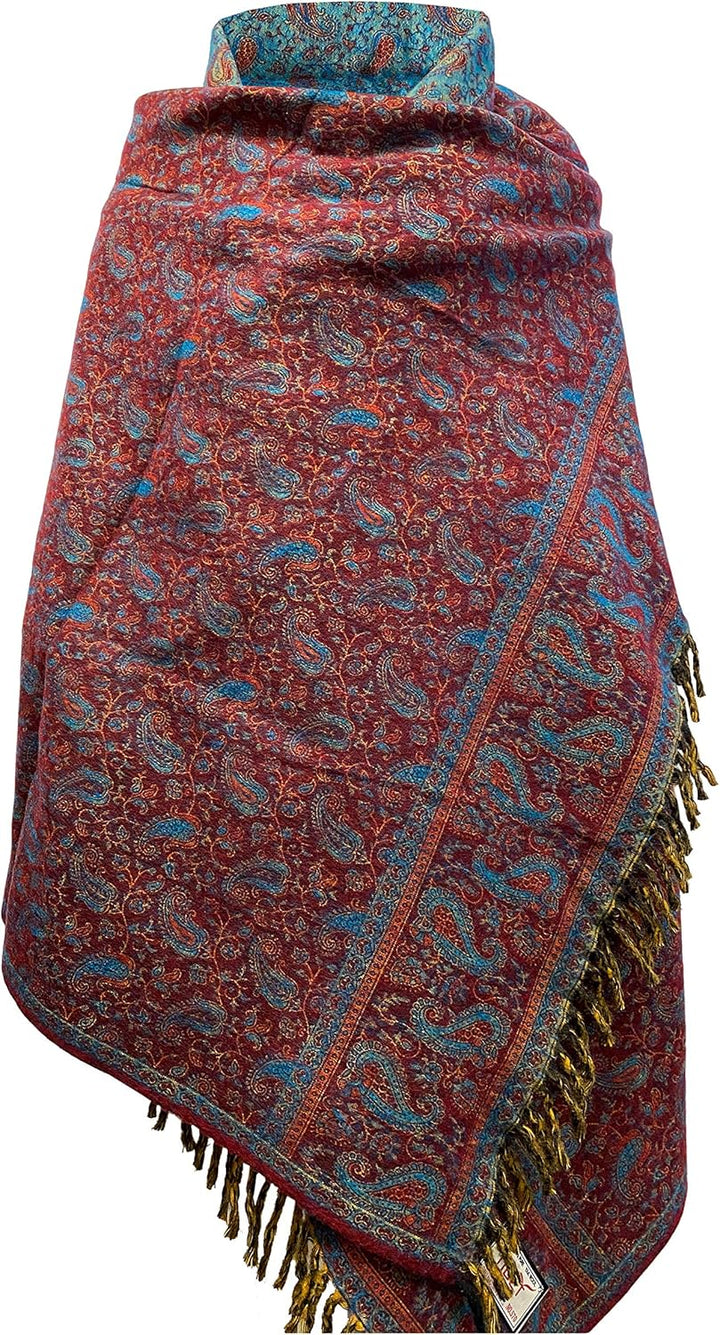 TIBET Winterschal mit Blumenmuster und Paisleymuster, handgefertigt, luxuriös, Dekoration, Decke, Üb