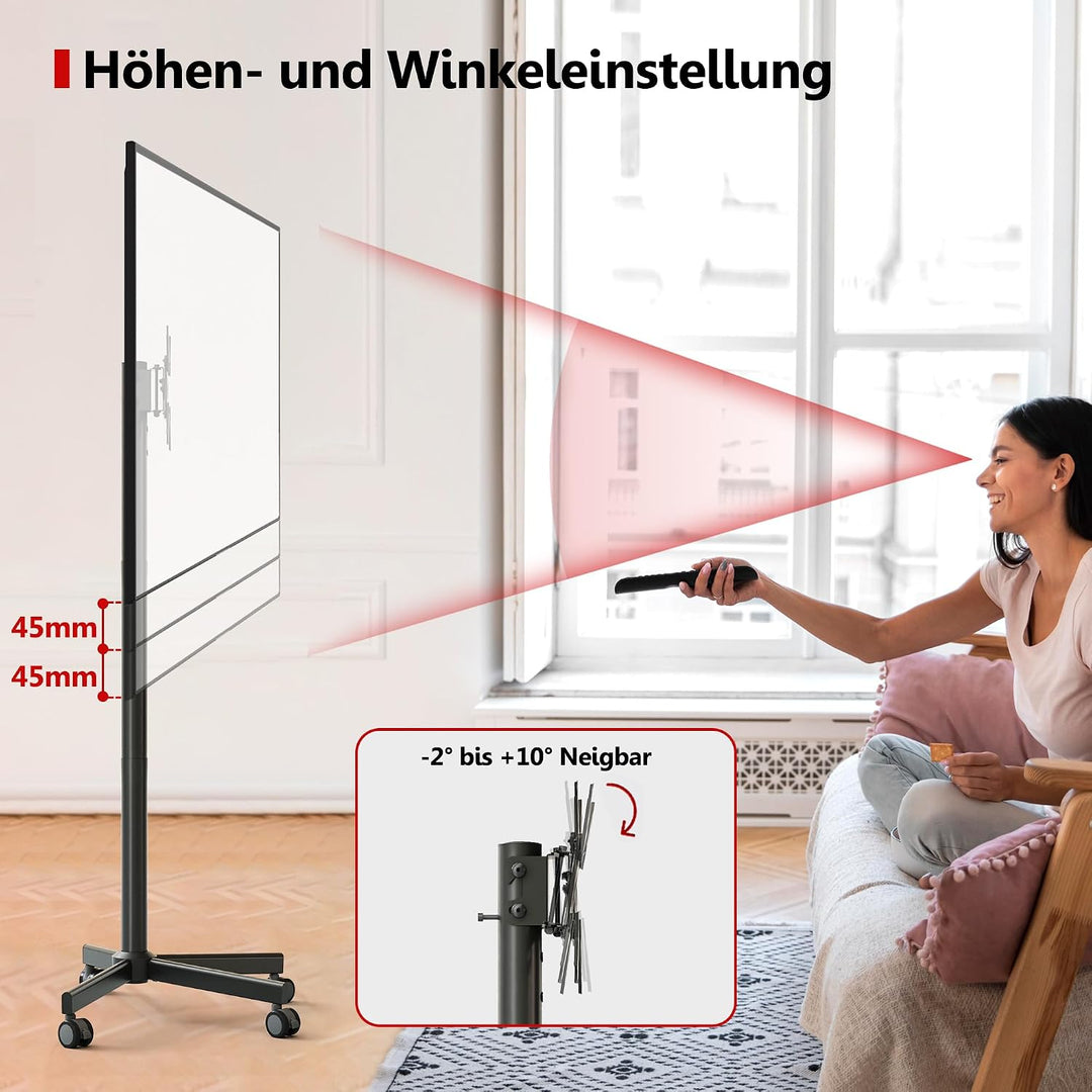 AOKCOS TV Ständer Rollbar, Fernsehständer auf Rollen für 19-42 Zoll Fernseher, TV Bodenständer Höhen