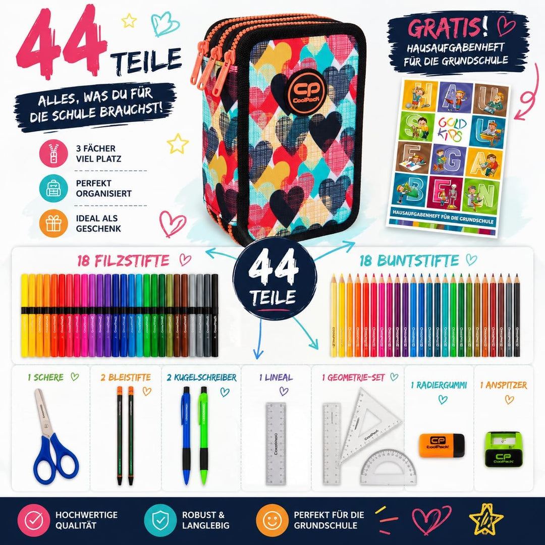 Goldkids CoolPack XXL Chocolove Federtasche Federmappe 3-Fach Schulstiftetui, dreifaches Federmäppch