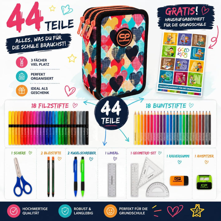Goldkids CoolPack XXL Chocolove Federtasche Federmappe 3-Fach Schulstiftetui, dreifaches Federmäppch