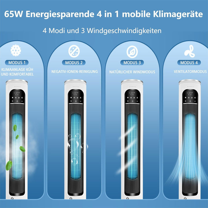Turmventilator Kaltluftventilator Säulenventilator Ventilatorkombigerät mit Fernbedienung 12H Timer