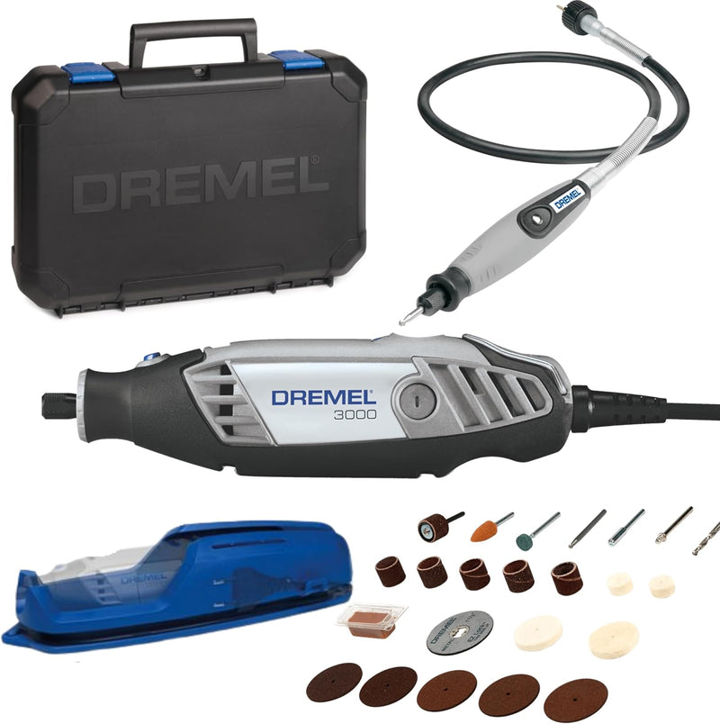 Dremel 3000 Multifunktionswerkzeug 130W, Set mit 1 Aufsatz, 25 Zubehörteilen, Variable Drehzal 10.00