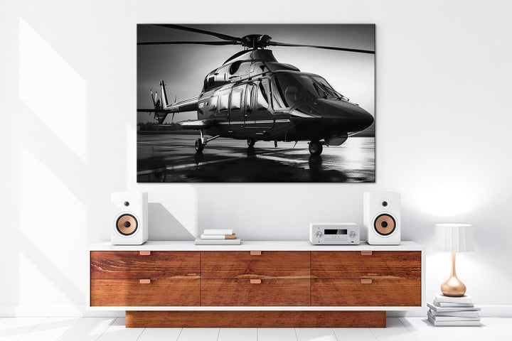 deyoli Rettungshubschrauber Format: 80x60 cm Effekt: Schwarz/Weiss als Leinwandbild, Motiv fertig ge