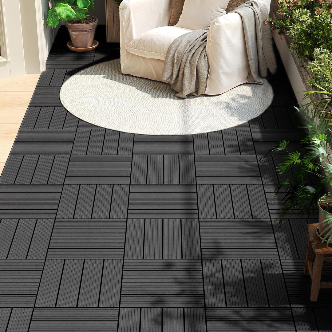 WOLTU GTF001an WPC Terrassenfliesen Terrassendielen Fliese in Holzoptik Bodenbelag mit klicksystem A