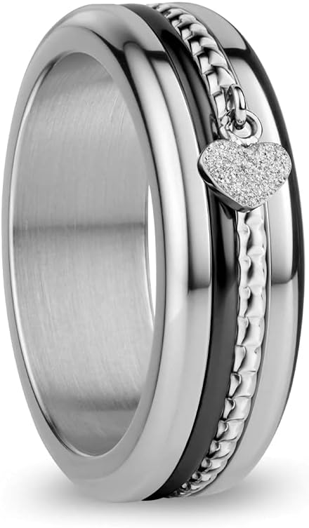 BERING Austauschbar Ringkombination für Damen in Silber & Schwarz mit einzigartigem Twist- & Change