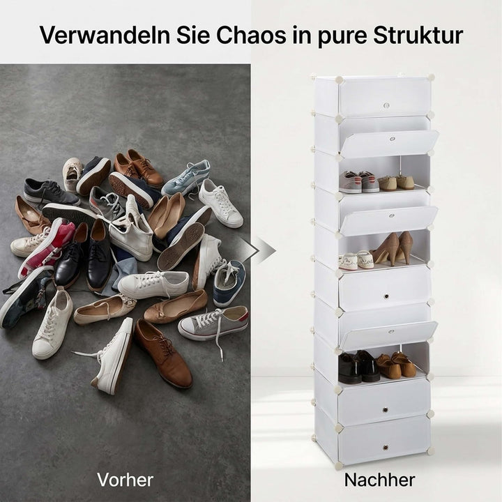 Relaxdays Schuhregal 10 Ebenen, Schuhschrank gross, Steckregal platzsparend, Regal DIY, HxBxT 176 x