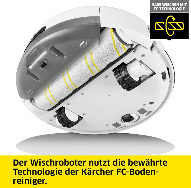 Kärcher Wischroboter RCF 3, smarte App-Steuerung, LiDAR-Laser-Navigation, Kartierung, Raum- und Hind