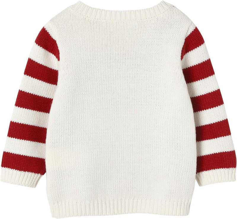 Vertbaudet Baby Weihnachts-Pullover mit Pfefferkuchenmann, Unisex Oeko-Tex Wollweiss 68, Wollweiss 6