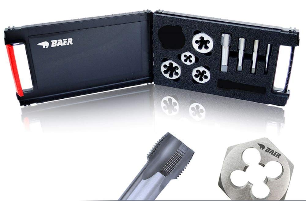 BAER Set HSSG: Gewindebohrer & Sechskantschneidmuttern: G (BSP) 1/8'' - 1/2'' - Gewindeschneider Set