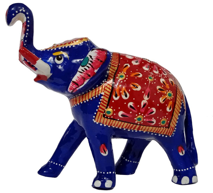 Purpledip enamelled metallic showpiece elephant. Indian gift ideas (10470)