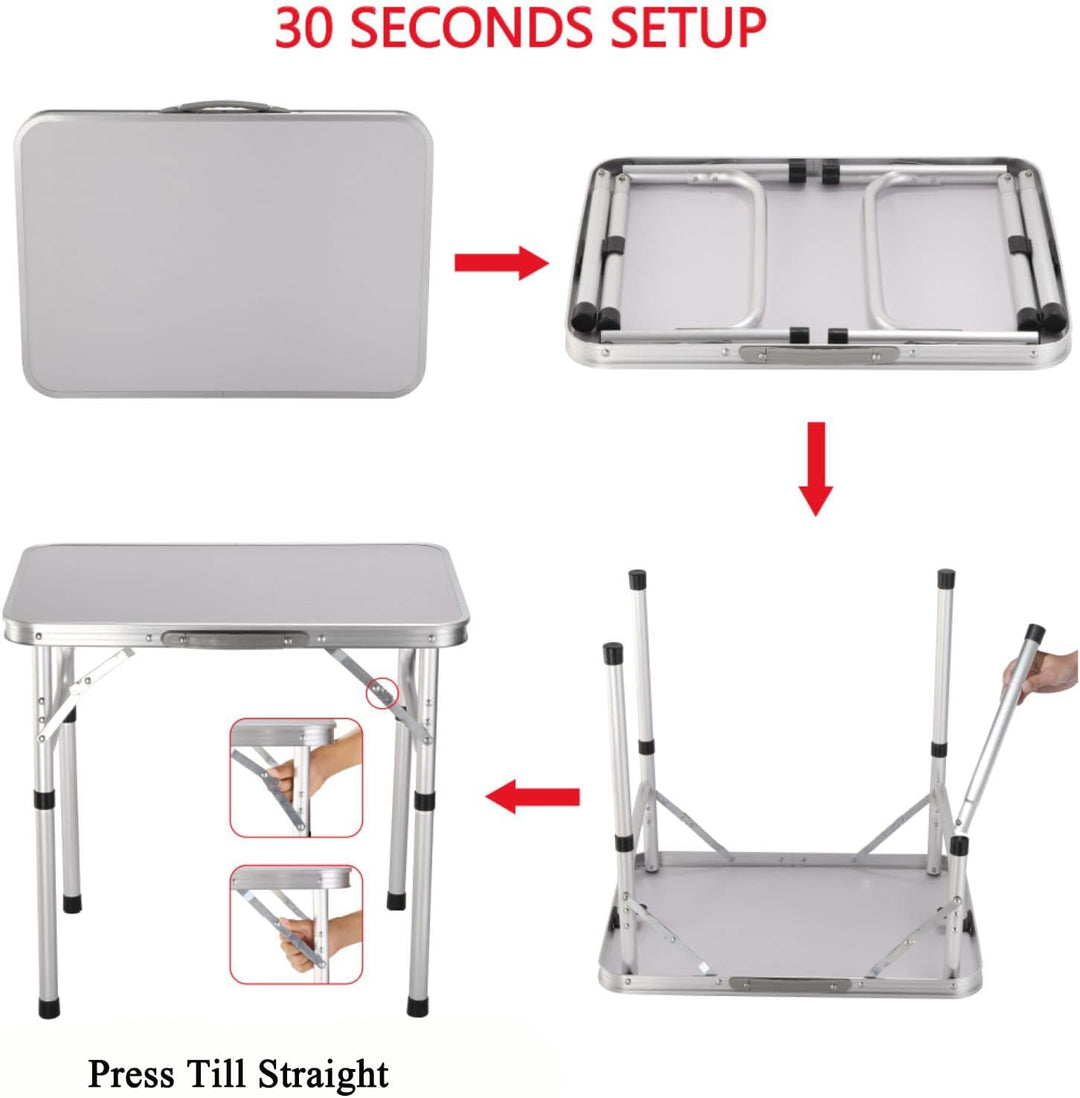 7Sevenjokers 60 cm Klapptisch zum Essen, mit verstellbaren Höhen, Kinder-Tablett, Tisch, Aluminium,