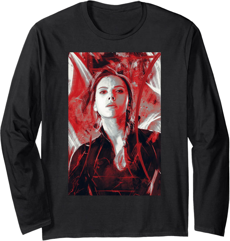 Marvel Avengers Black Widow Red Painted Portrait Langarmshirt