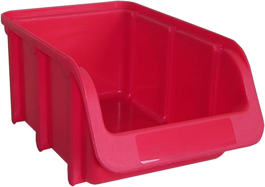 hünersdorff 656820 Sichtboxen-Set, 2 x Kunststoffschiene, 5 x Grösse 1, 5 x Grösse 2 blau-rot Rot/Bl