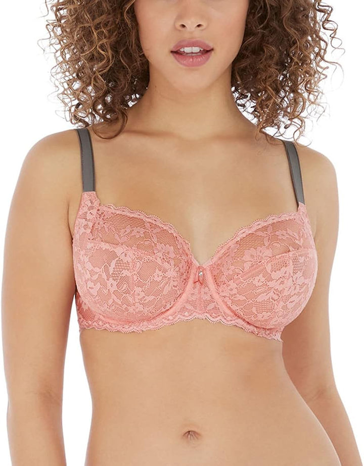 Freya Damen Offbeat Bügel seitlicher Stützfunktion Plunge-BH, Durchsichtig, Hagebutte, 80G