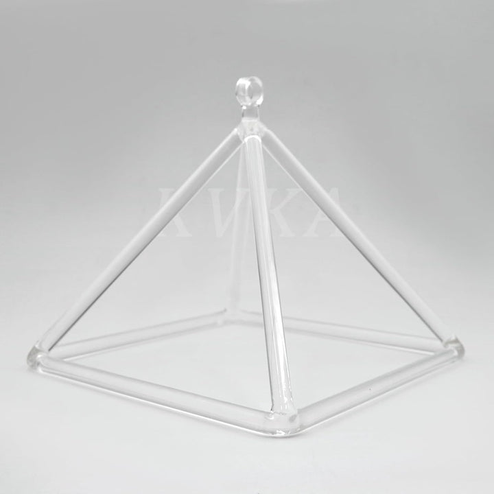 KVKA Transparent Crystal Singing Pyramid with Mallet &amp; Bag - Elegant Sound Healing Decor for Meditat