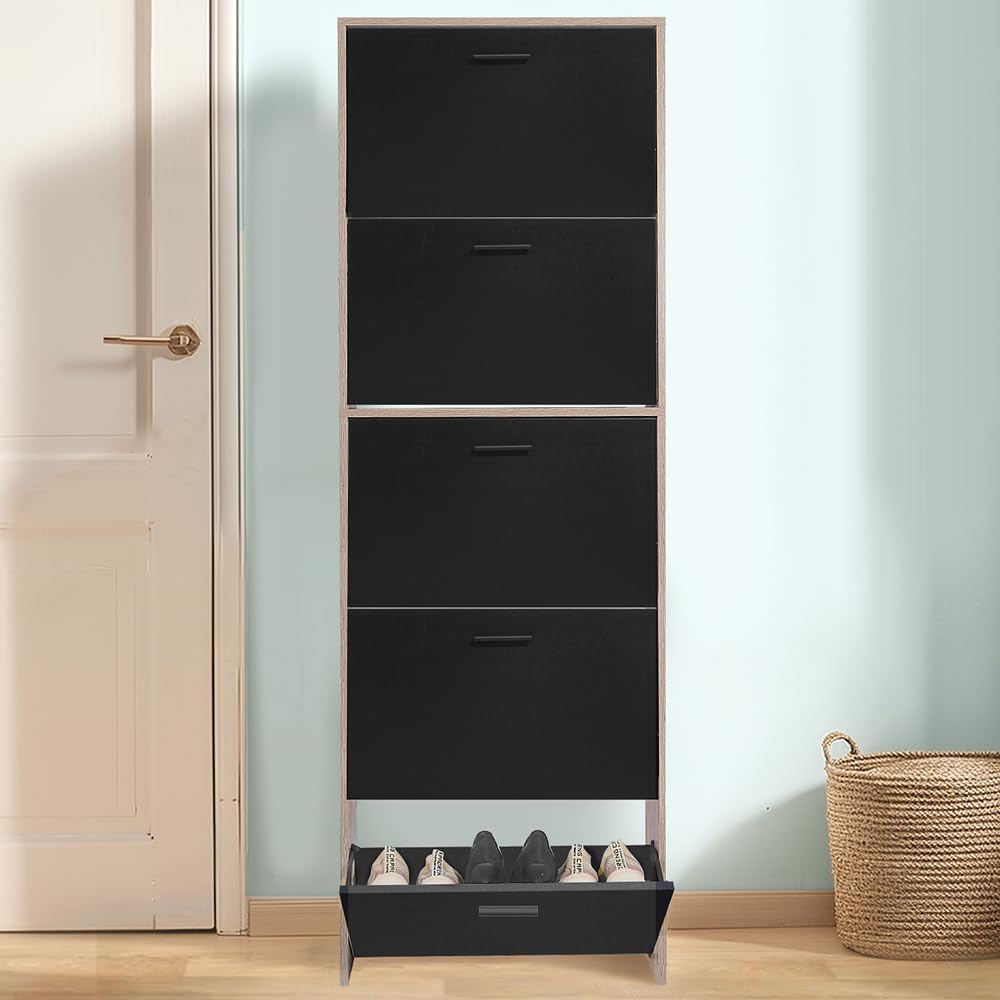 CASABEL Schuhschrank für 15 Paar – grosse Kapazität für den Eingangsbereich – L 60 x B 17 x H 180 cm