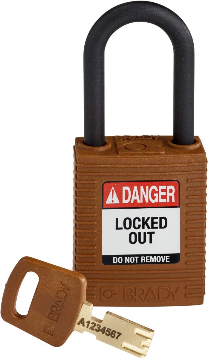 Brady (NYL-BRN-38PL-KD6PK) SafeKey Nylon Lockout-Vorhängeschloss Mit Nylon Bügel 38.00 mm Braun KD -