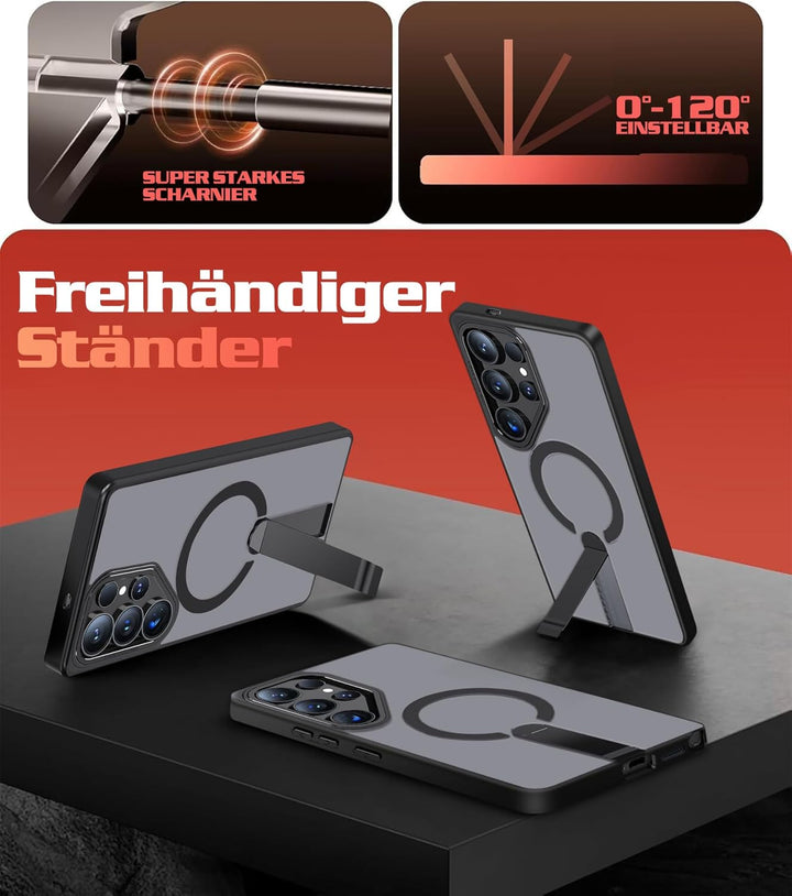 Giyer Magnetisch Handyhülle für Samsung Galaxy S23 Ultra/S22 Ultra Hülle mit Ständer Schutzfolie, Sc