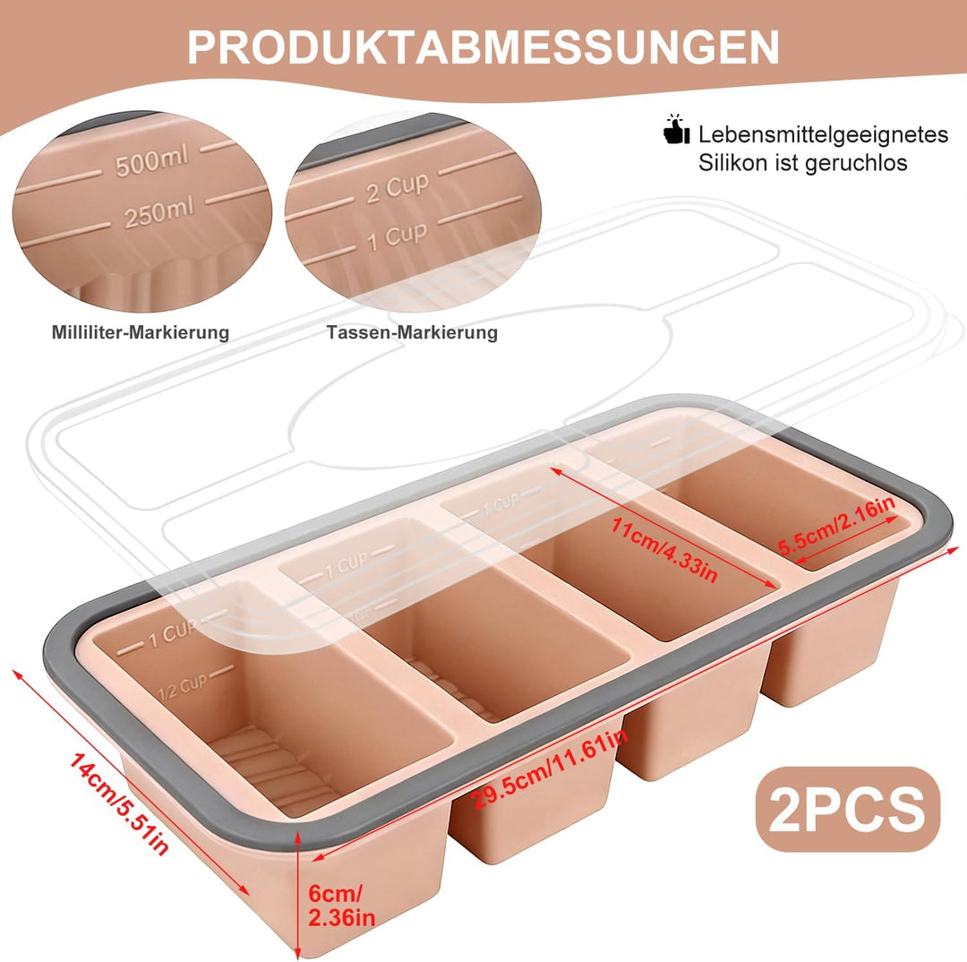 Gefrierbehälter Suppen Einfrieren Behälter Grosse Eiswürfelform 2Stk Silikon Eiswürfelform Mit Decke