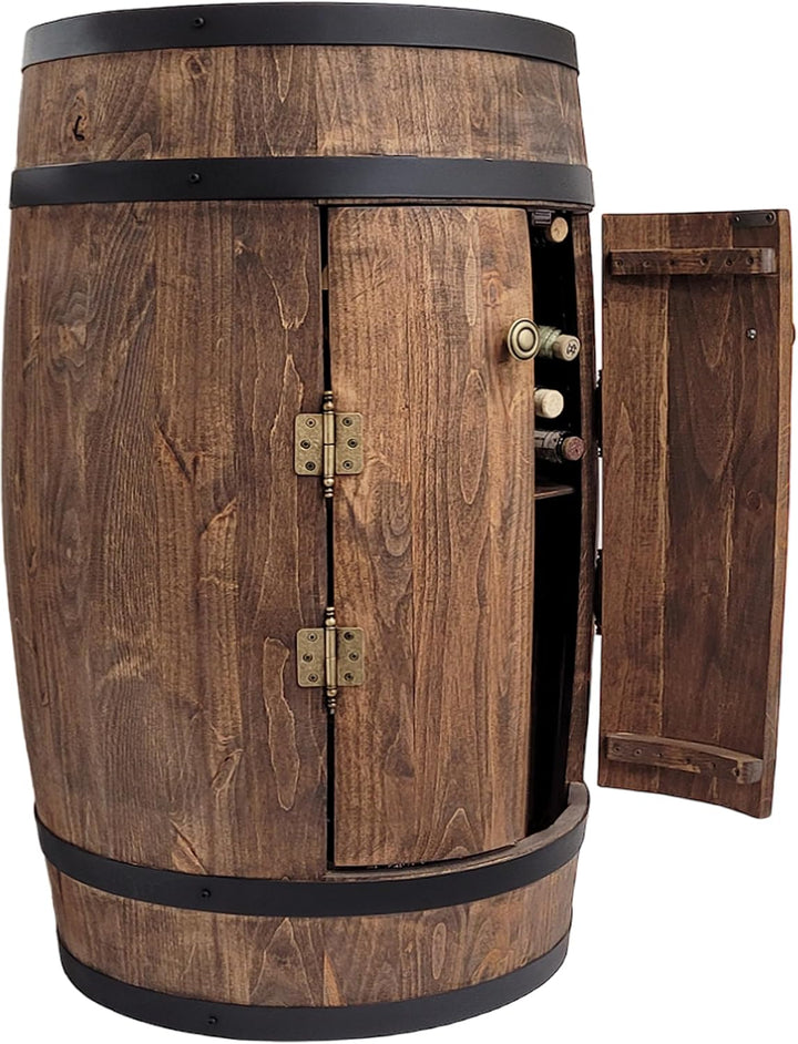 weeco - Fassbar LED mit Tür und Weinhalter - Weinregal. Fass Hausbar Weinrack 80x50cm. Rustikaler de