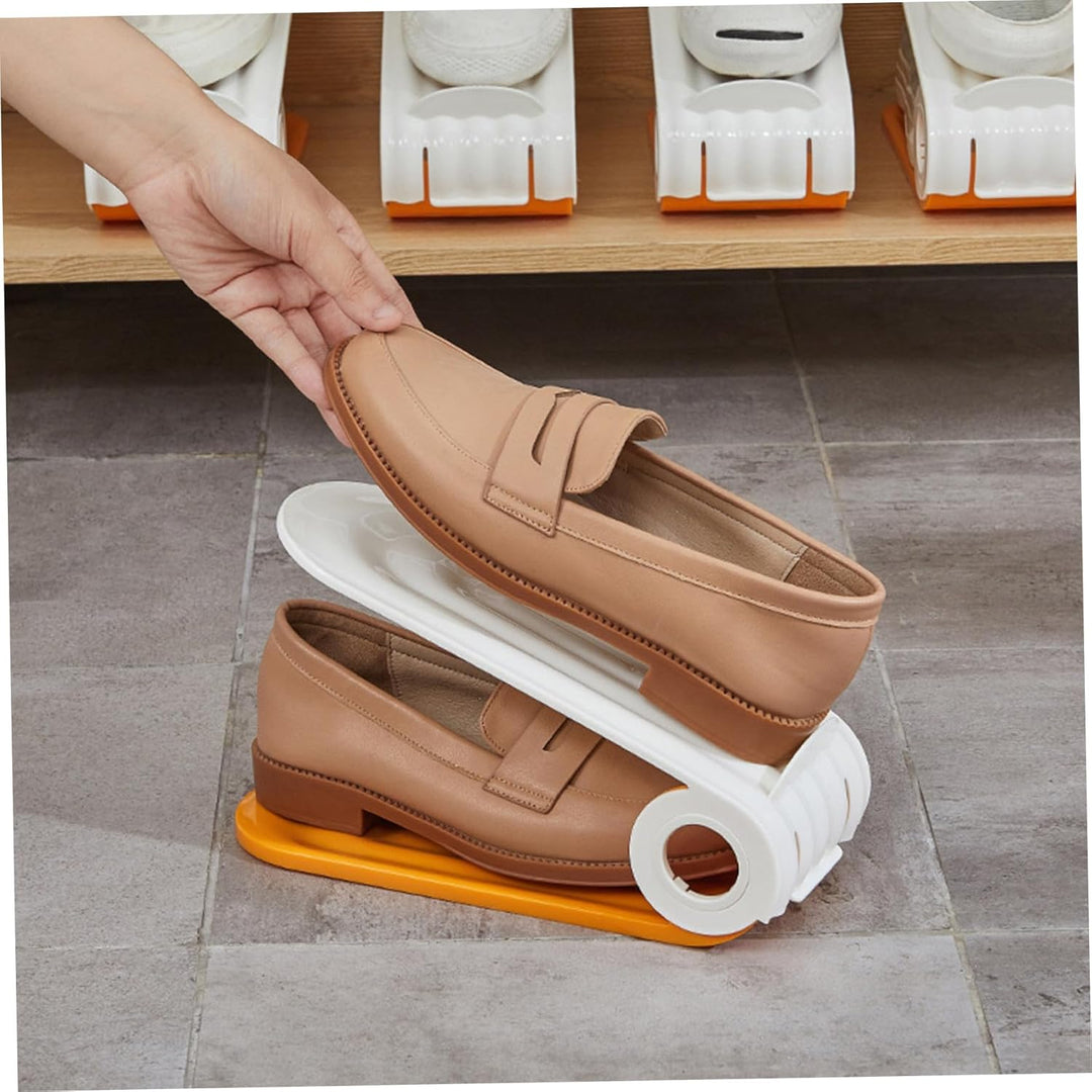 Schuhschlitz-Organizer, 4 Stück, verstellbarer Schuhstapler, 4 Ebenen, PP, platzsparend, zweilagige
