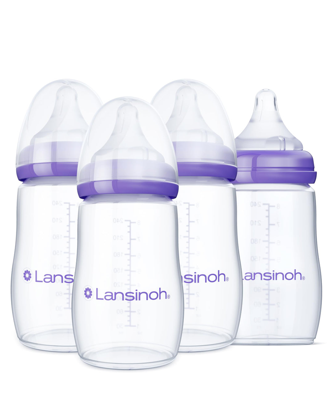 Lansinoh Babyflaschen Set mit NaturalWave Sauger Gr. M, 240 ml, 4er Pack - Babyflasche im neuen komp