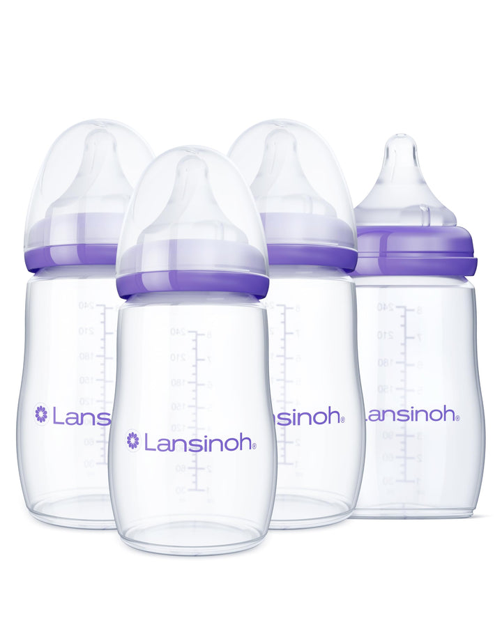 Lansinoh Babyflaschen Set mit NaturalWave Sauger Gr. M, 240 ml, 4er Pack - Babyflasche im neuen komp