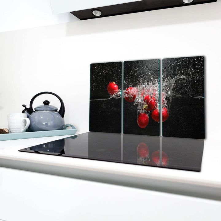 TMK ArtDeko Herdabdeckplatte 3 Teilig 3x30x52 cm - Spritzschutz Herdabdeckung – Herdschutz aus Siche