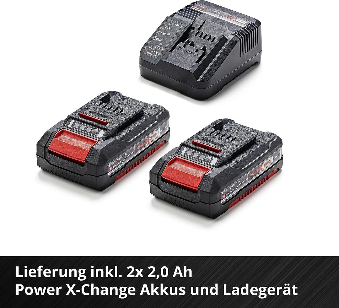 Einhell Akku-Bohrschrauber-Set TE-CD 18/40 Li +69 (2x2,0 Ah) Power X-Change (Lithium Ionen, 2 Gang,