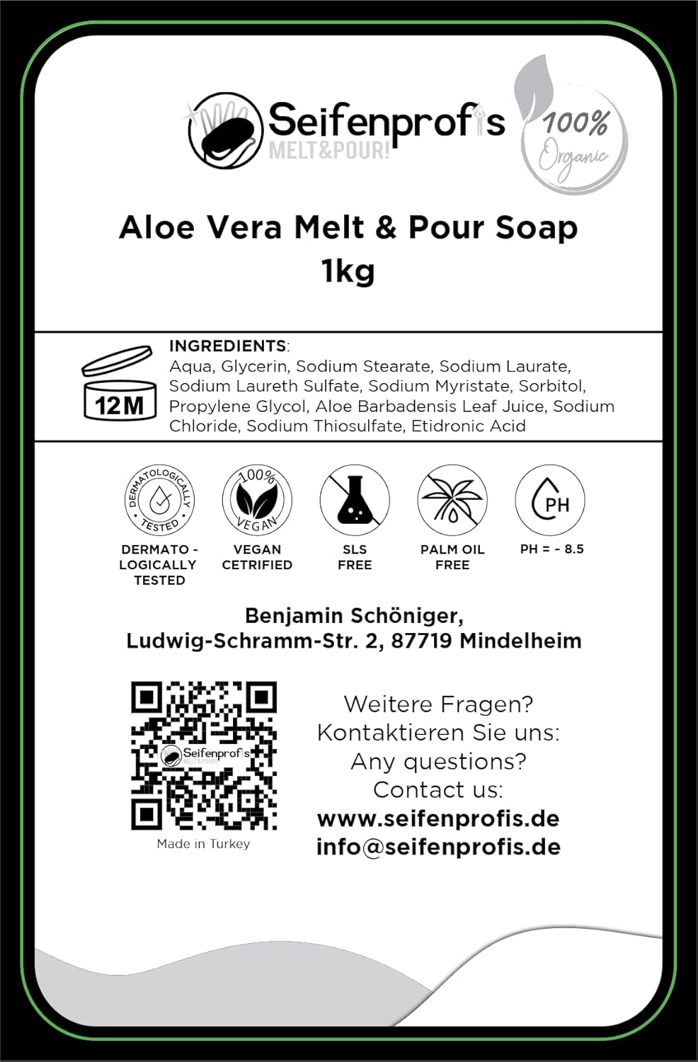 Seifenprofis - Aloe Vera Seife- Glycerinseife Rohseife Seifenbasis (3kg SLS+SCS-Frei) 100% Vegan zum
