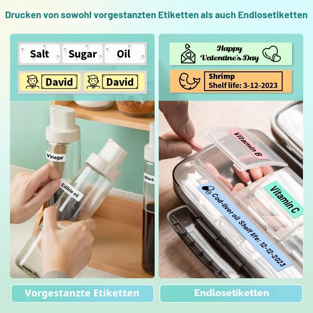 Phomemo D30 Etikettendrucker, Mini Bluetooth Etikettiergerät Tragbarer beschriftungsgerät Selbstkleb