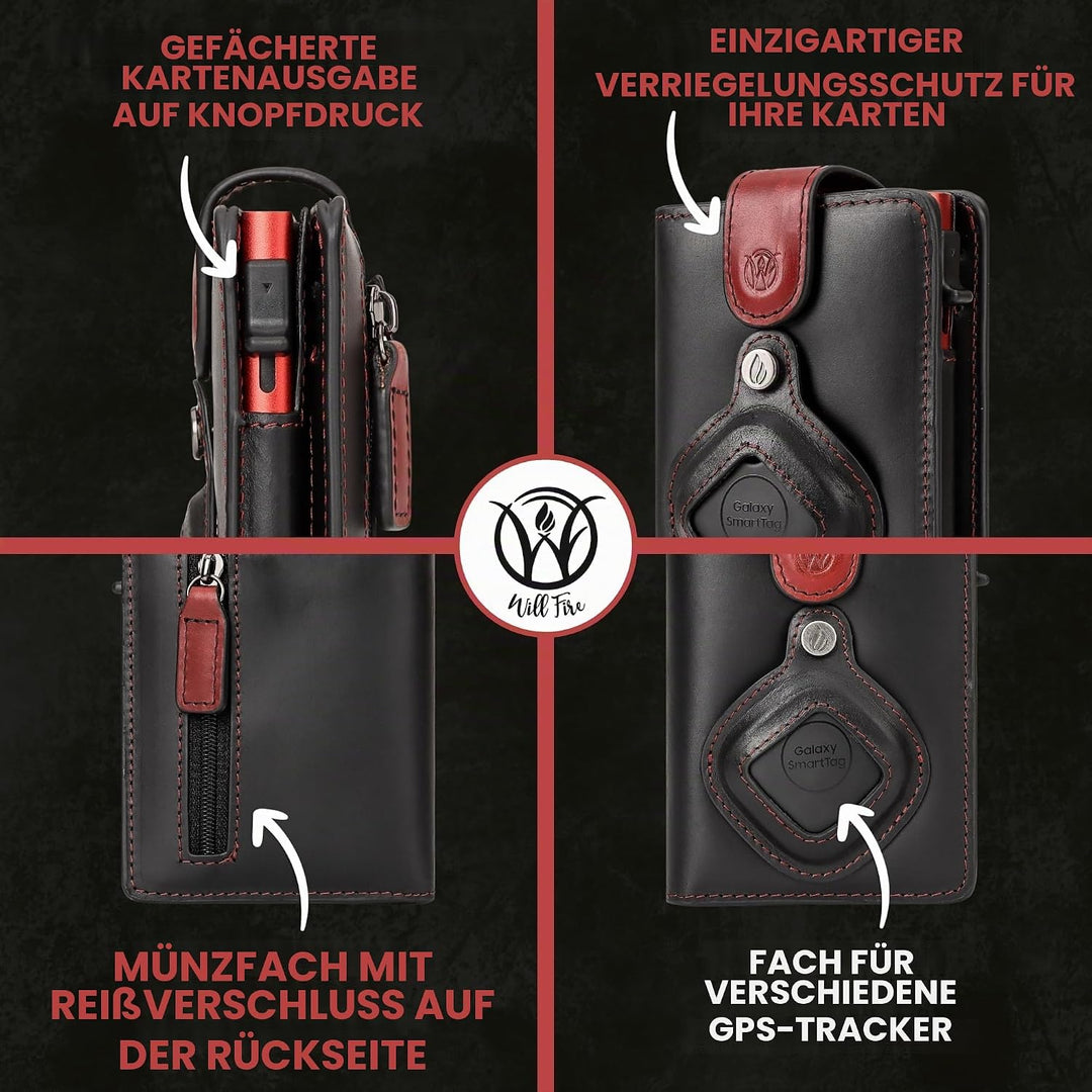 Will Fire® MagFlap® MultiTag | Airtag Android Wallet Samsung Galaxy Smart Tag + Tile Chipolo ATUVOS