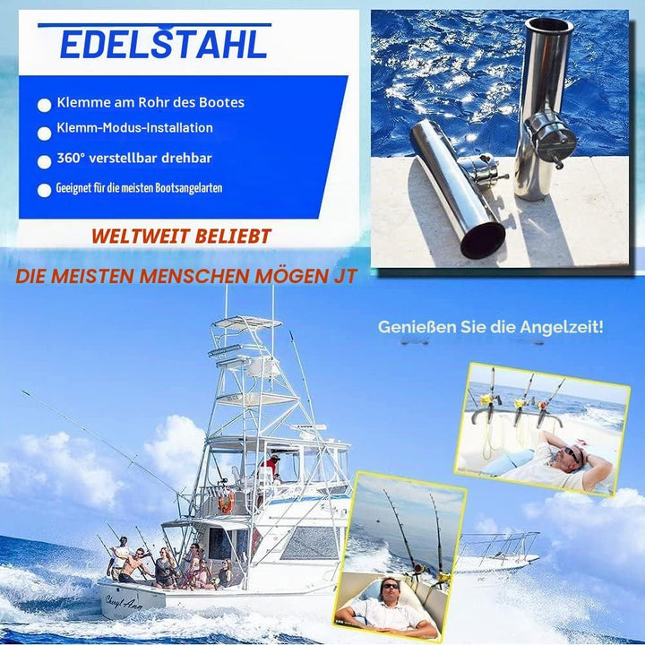 AMYSPORTS Rutenhalter Edelstahl auf Angelrutenhalter für Schienen 3/4" bis 1" 19mm bis 25mm