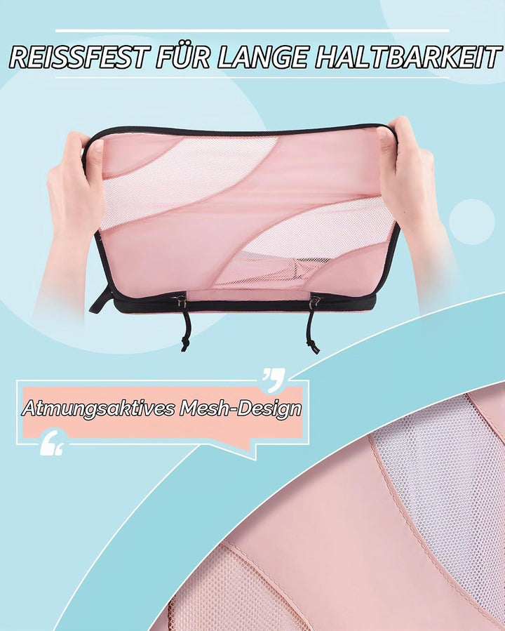 BAGSMART Packing Cubes Compression 6 Stück, Packwürfel Kompression Koffer Organizer Set, Travel Esse