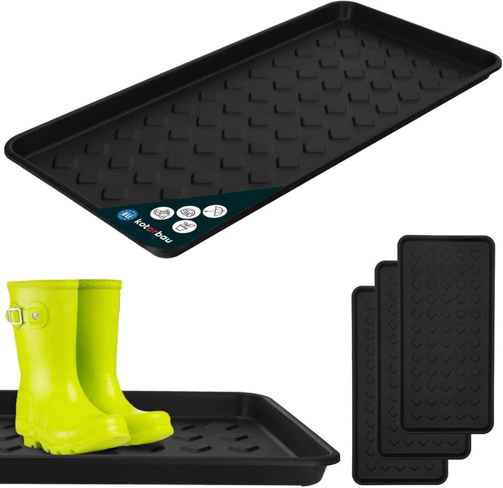KOTARBAU® 3er Set Schuhabtropfschale schmal Schwarz 72 x 35 cm Schuhablage Schuhabtropfschale für de