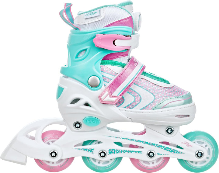 RAVEN 4in1 Inline Skates Triskates Rollschuhe Schlittschuhe Inliner für Kinder Mädchen verstellbar 2