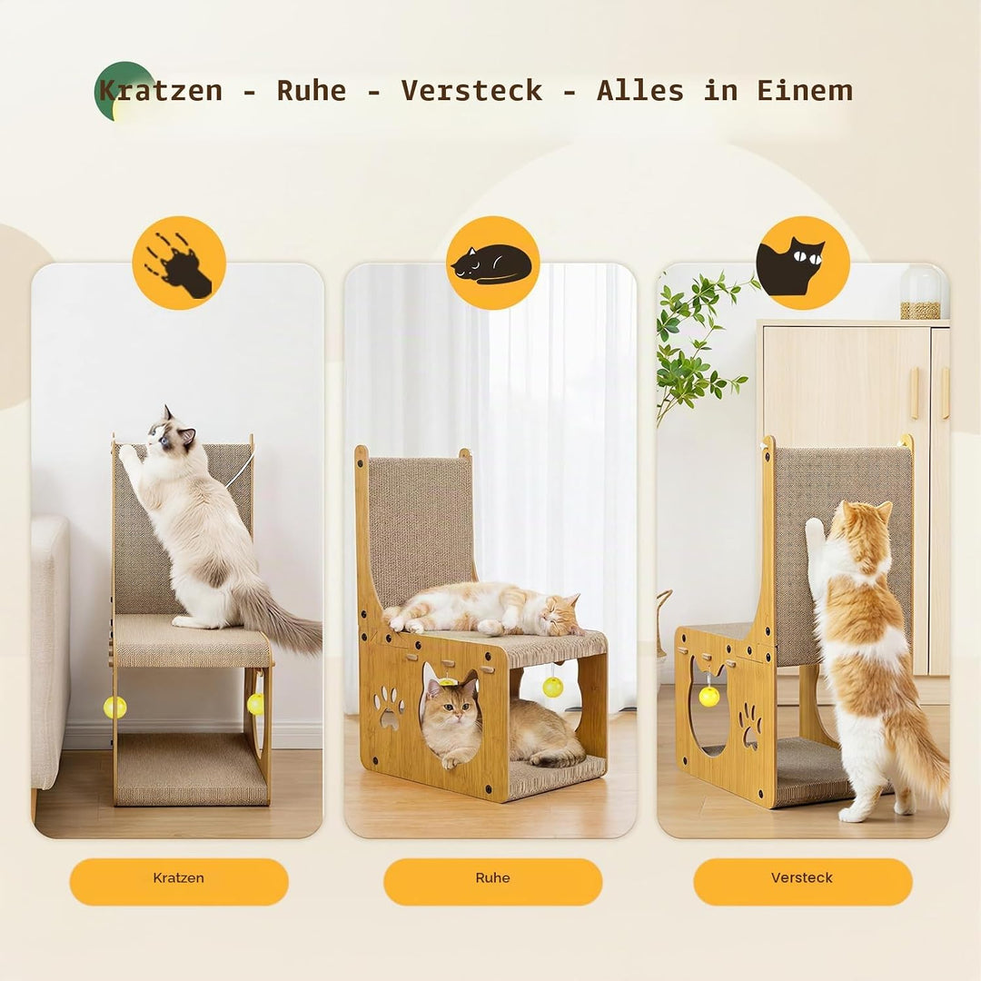 Gimars Katzen Kratzbrett, L förmige Kratzbrett für Katzen, Kratzpappe für Katzen mit Spielbällen und
