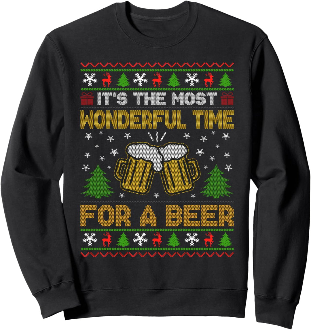 It's the Most Wonderful Time for Beer Ugly Christmas Sweater Sweatshirt