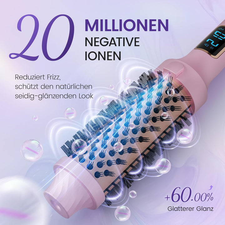 PRITECH Thermobürste, 38MM Thermal Brush Beheizte Ionische Lockenbürste Macht das Haar Glatter, 5 Te