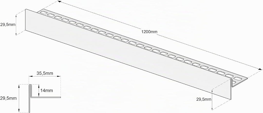 Aquabad Edelstahl Gefälleprofil Clive für begehbare Dusche 120cm, gerade, Kantenhöhe 14mm 120cm x 12
