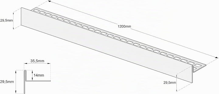 Aquabad Edelstahl Gefälleprofil Clive für begehbare Dusche 120cm, gerade, Kantenhöhe 14mm 120cm x 12