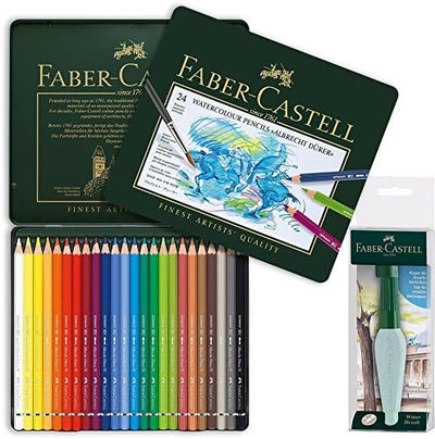 Faber-Castell 117590 Aquarellstifte Albrecht Durer 24 Metallkoffer Kunst und Grafik Wassertankpinsel