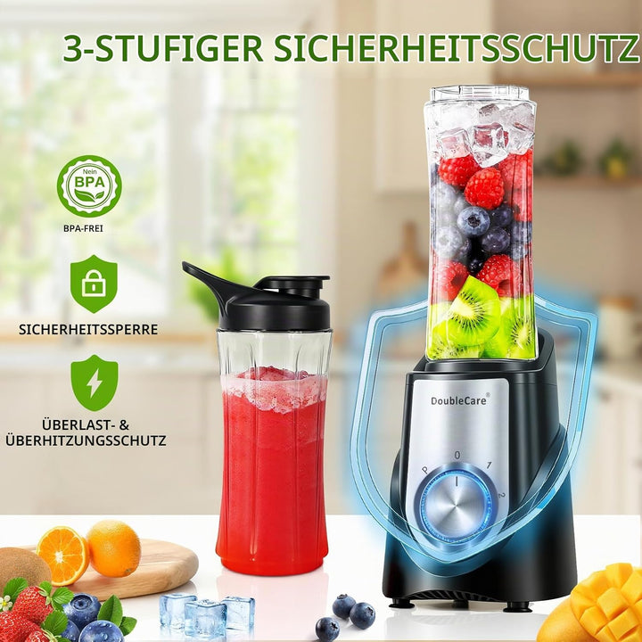 Mixer,Smoothie Maker, Mini Standmixer Blender Elektrisch, 3 Einstellbare Geschwindigkeiten, 600 ml T