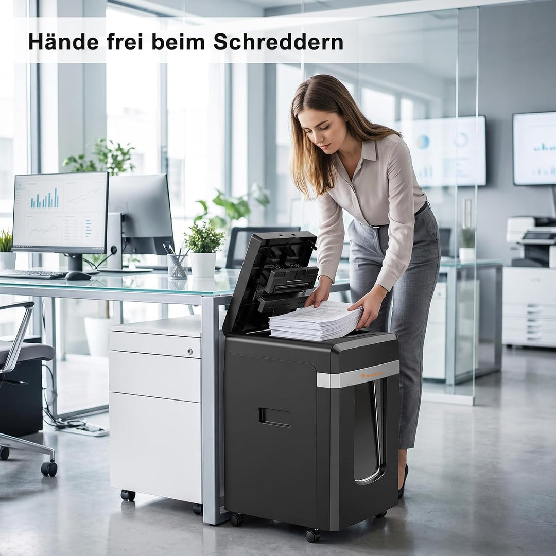 Bonsaii Aktenvernichter, P-4 Micro-Cut, mit automatischem 300-Blatt-Dokumenteneinzug, 60 Minuten Dau
