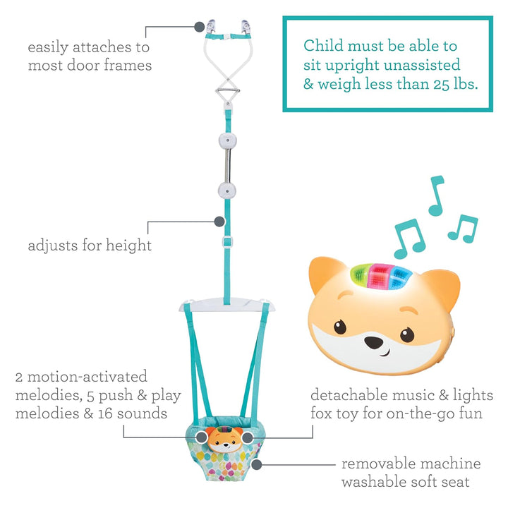 Infantino Music & Lights 2-in-1-Türschaukel, Anregende Aktivitätsschaukel für Babys mit bewegungsges
